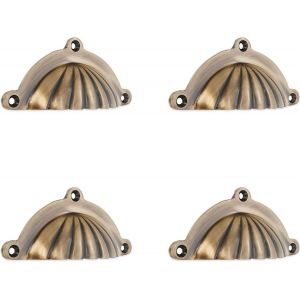 Lbgwp60-Lotde 4 Poignées De Placard Demi-Lune En Forme De Coquillage Avec Finition Laiton Antique - Convient Pour Porte De Placard De Cuisine, Armoire, Tiroir - Neuf
