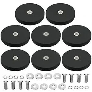 Aimant recouvert de caoutchouc Base aimantée en néodyme avec revêtement en caoutchouc 43Mm aimant anti-rayures M6 Filetage mâle Noir - Neuf