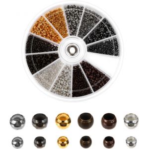 Kit De 3 000 Perles À Sertir,6 Couleurs,1,5 Mm/2 Mm,Mini Perles De Rocaille En Cuivre Pour Collier,Boucles D'oreilles,Bracelets,Bijoux,Loisirs Créatifs - Neuf
