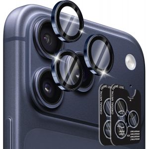 KALANKA-2 Pi&egrave;ce Protection Camera pour iPhone 17 Pro/17 Pro Max/16 Pro/16 Pro Max/15 Pro/15 Pro Max/14 Pro/14 Pro Max, Anti-Rayures HD Clair Ultra-fin, avec Anneau M&eacute;tallique Individuel &iquest; Bleu - Neuf