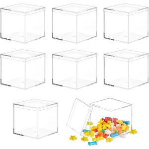 Jexnovashop-Lot De 8 Petites Boîtes De Rangement Avec Couvercle, Boîte Cadeau En Acrylique Transparent Avec Couvercle, Petite Boîte En Acrylique Pour Bijoux, Figurines, Bonbons - Neuf