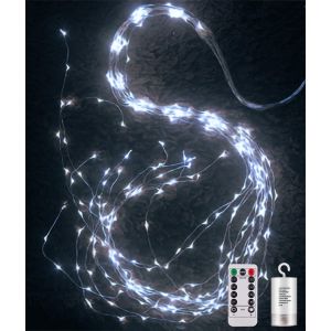 TRAHOO-Guirlande Lumineuse Sapin No&euml;l 1M 100 LED Lumi&egrave;res de No&euml;l &agrave; Pile avec T&eacute;l&eacute;commande, 8 Modes Lumineux Cascade &Eacute;tanche Guirlande de Noel Lumineuse pour Interieur Exterieur D&eacute;coration - Neuf