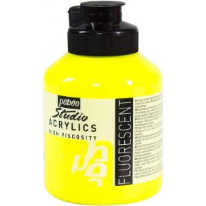 Acrylique Fine Studio Acrylics - Peinture Acrylique Jaune - Jaune Fluorescent - 500 Ml - Neuf