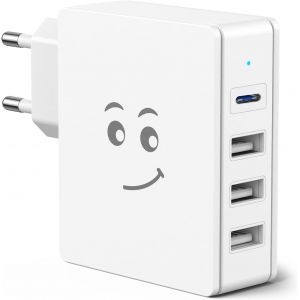 ELVORIX-Chargeur USB C 35 W Chargeur Rapide Alimentation PD de 20W Type C Adaptateur Secteur USB Chargeur Mural 5V / 3A pour iPhone 11 / X, Pad Pro, LG G5 G6, Samsung Galaxy S10, S9,Huawei et Plus - Neuf