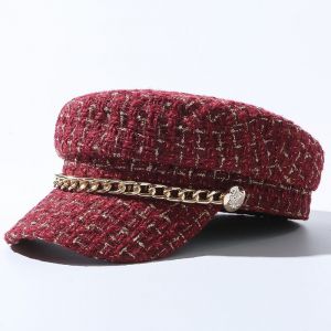 Chapeau Militaire En Acrylique Pour Femme,Chapeau De Marin D'automne,Chapeau De Cadet De Voyage Féminin,Casquette De Capitaine,Bérets 02 - Neuf
