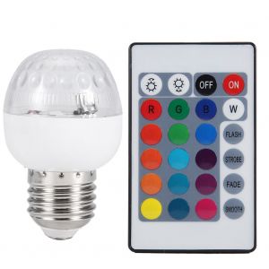 HJLIAN Ampoule LED RGB AC85-265V 3W E27, eclairage de scene colore, lampe de decoration de fete avec telecommande - Neuf