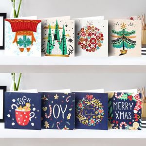 Cartes de Noël de peinture au diamant,8pc 5D bricolage carte de voeux de peinture au diamant en forme spéciale cadeau de noël d'anniversaire,diamant en forme spéciale - Neuf