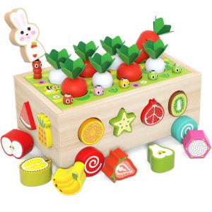 2 ans | Jouet en bois pour bébé dès 1 an | Jeu de puzzle en bois « Récolte de carottes » | Cadeau de Pâques : jouets éducatifs pour les tout-petits de 2 à 3 ans - Neuf