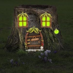 Portes et fenêtres miniatures illuminées pour fées, maison miniature Win - Neuf