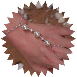 Eryi-Bracelet De Perles Or Grande Perle Lien Doigt Chaîne Boho Perle Main Bracelet Esclave Dainty Perle Doigt Anneau Harnais Bracelet Bijoux Cadeaux Pour Femmes Filles - Neuf