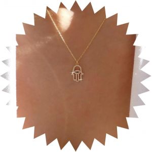Kal-Collier Pendentif Main Hamsa Cristal Vintage Collier Palmier Bouddha Strass Collier Ras Du Cou Main Hamsa Cz Collier Ras Du Cou Rétro Collier Main Hamsa Bijoux Pour Femmes Et Filles (Doré) - Neuf