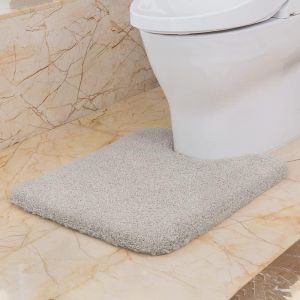 Tapis Contour WC Antidérapant Tapis de Toilette WC Épaissi Tapis WC Absorbant Tapis Salle de Bain Ultra Doux en Microfibre,Séchage Rapide,Lavable en Machine-50 x 60cm (Gris Clair) - Neuf
