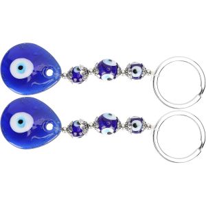 Kal-Porte-Clés Oeil Chanceux, 2 Pièces Oeil Bleu Turc Bijoux Oeil Bleu Amulette Pour Les Filles Evil Eye Porte-Clés Décoration Murale Intérieure De Voiture - Neuf