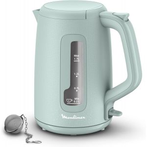 Bouilloire Électrique, 1.7 L, Ebullition Rapide, Arrêt Automatique, Indicateur 1 Tasse, Filtre Anticalcaire, Boule À Thé Incluse, Eucalyptus, Morning By2M1310 - Neuf