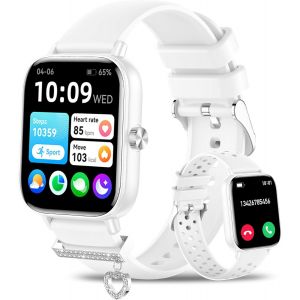 Montre Connect&eacute;e Femme Avec Appels Bluetooth, 1,85"" Hd Smartwatch Pour Android & Ios, Montre Sport Avec Podom&egrave;tre, 100+ Modes Sportifs, Sommeil, Fr&eacute;quence Cardiaque, Cycle Menstruel, Blanc - Neuf
