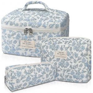 Un sac de maquillage set, matelass&eacute;e, un sac de maquillage, grande floraison de sac cosm&eacute;tiques pour les femmes, mignon coton de maquillage sacs, la floraison de voyage d'articles de toilette organi - Neuf
