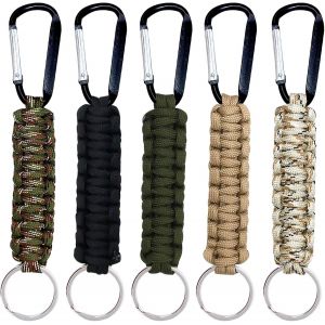 5pcs Porte Clef Mousqueton,Lani&egrave;re Tress&eacute;e pour Cl&eacute;s,Boucle &agrave; Cl&eacute; Tress&eacute;e en Nylon,Porte-cl&eacute;s &agrave; Crochet,Sac &agrave; Dos,Alpinisme,Urgence,Unisexe - Neuf