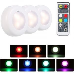 Spots Led Rgb Sous Meuble Avec T&eacute;l&eacute;commande, Intensit&eacute; R&eacute;glable, Lot De 3 Ou 6 - Neuf