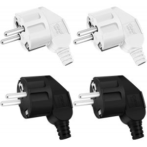 250v Fiche Electrique 4 Pi&egrave;ces Prise De Contact De Protection Prise De Contact Avec Terre Fiches De Contact De Protection 16a / 250v Pour C&acirc;ble 8-10mm, Ip20 Pour Usage Int&eacute;rieur, Noir/Blanc - Neuf