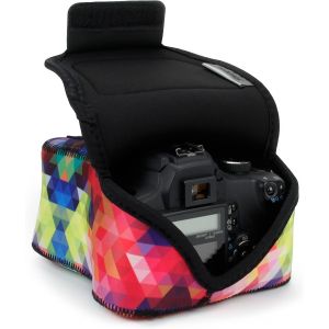 Housse Appareil Photo Num&eacute;rique Et Accessoire En N&eacute;opr&egrave;ne Rembourr&eacute;, Protection Robuste Avec Poche Et Ceinture - Compatible Avec Appareils Canon, Nikon, Pentax, Lumix Et Plus - G&eacute;om&eacute;trie[Z3107] - Neuf
