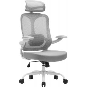 SUBZONAL-Chaise de Bureau Ergonomique,Chaise avec Appui-t&ecirc;te 2D en Maille avec Dossier Haut,Support Lombaire Confortable,accoudoirs r&eacute;glables (Blanco) - Neuf