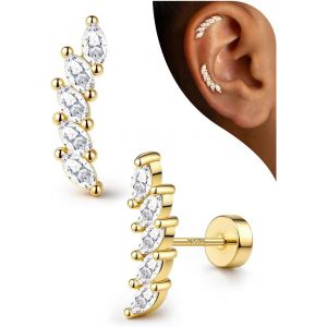 Kalanka-Boucle D'oreille Argent 925 Femme Boucles D'oreilles En Cz Opale Hypoallerg&eacute;nique Piercing Oreille Cartilage Helix Piercings Tragus Boucle D'oreille Femme Argent/Or - Neuf
