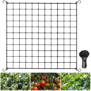 KALANKA-Scrog Filet de Plantes, élastique, avec 4 Crochets, 120 cm x 120 cm - 150 x 150 cm - Filet de Soutien pour Plantes, légumes, Fruits, Fleurs, concombres pour Serre - Neuf