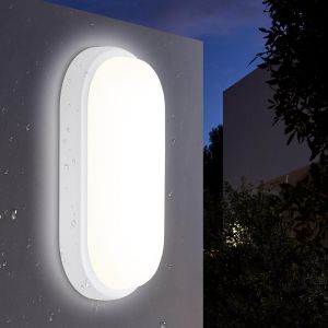 KAL-Plafonnier Led 18W 1710Lm, Ip65 Étanche Pour Salle De Bain Et Locaux Humides, Applique Murale Ovale Pour Couloir, Cave, Jardin, Balcon - Neuf