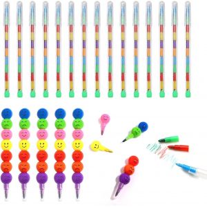 Kalanka-Lot De 20 Crayons Multicolores Empilés En Forme De Balle En Forme De Gourde, Crayons Amusants Pour Enfants, Cadeau D'anniversaire (Couleur) - Neuf