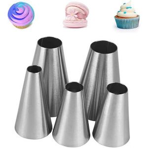 Lot de 5 douilles à pâtisserie professionnelles, douilles à pâtisserie rondes petites, - Neuf