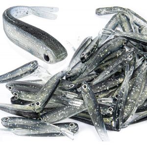 50 Pcs Soft Plastic Fishing Lures Lifelike Forked Tail Fishing Lures Bait For Bass Saltwater Freshwater Freshwater Crappie Yellow Gold Trout - Neuf