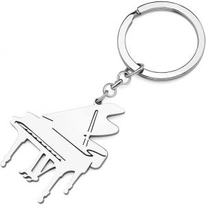 Kal-Porte Cl&eacute; Guitare Basse Acier Inoxydable Porte Cl&eacute; Piano Instrument De Musique Guitare Cadeaux Pour Femme Filles Cl&eacute; De Voiture Charms - Neuf