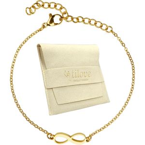 Tianyi-Bracelet Infini Femme Doré ¿ Acier Inoxydable 316l Hypoallergénique ¿ Ajustable 16+5 Cm ¿ Cadeau Symbolique Avec Pochette & Message Inspirant ¿ Élégant Et Intemporel - Neuf
