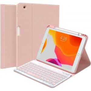 Clavier Coque Pour Ipad 10eme Generation 2022 10,9 Pouces, Fran&ccedil;ais Azerty Clavier D&eacute;tachable Bluetooth R&eacute;tro&eacute;clair&eacute; Avec Fente Pour Stylo Pour Ipad 10eme G&eacute;n&eacute;ration 2022, Rose[Z1368] - Neuf