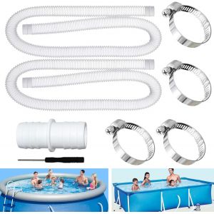 2Pcs Tuyau Piscine 32mm,Tuyau aspirateur piscine avec 4 colliers serrage m&eacute;talliques,Tuyau Rechange pour Piscine,Tuyau Rechange,Tuyau pour Piscine Hors Sol,Tuyau pompe piscine - Neuf
