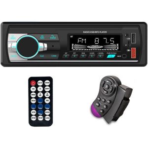 Autoradio Bluetooth 5.0, 1 DIN Radio Voiture Stereo 12V-24V, Bouton Lumineux Couleurs, Supporte Les Mains Libres/FM/AUX-in/TF/2 USB/Contr&ocirc;le de l'application, 45W X 4, Chargement Rapide - Neuf