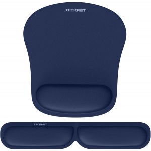 Tapis De Souris Et Repose-Poignet Clavier, Mouse Pad Ergonomique En Mousse &Agrave; M&eacute;moire Pour Bureau Ordinateur, Gamer, Antid&eacute;rapant, Imperm&eacute;able, Flexibilit&eacute; Pliable&iquest;Bleu&iquest; - Neuf