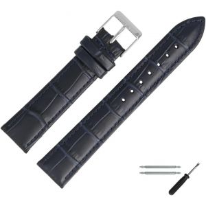 Kal-Bracelet De Montre 18mm Cuir Bleu Alligator Gaufrage Avec Couture - Kit De Montage D'outils 2771851000120 - Neuf
