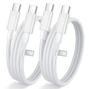 THEF-iPhone 15 16 Câble USB C vers USB C 1M/Lot de 2, Câble Type C Charge Rapide PD 60W Cordon iPhone 16 pour iPhone 16 Pro Max/16 Plus/16/15 Plus/15,iPad Pro - Neuf