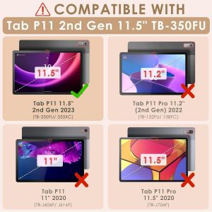 Coque Étui Pour Lenovo Tab P11 (2nd Gen) 11,5 Pouces Tb350fu 2023, Tablette Housse De Protection En Cuir Avec Plusieurs Perspectives Support Cover Slim Smart Flip Case - Neuf