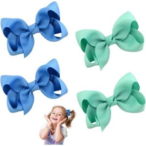 Kal-4 Pi&egrave;ces Barettes Cheveux Fille Bebe,N?ud &Agrave; Pince Cheveux Enfants,&Eacute;pingle &Agrave; Cheveuxs Accessoires,Baby Hair Clip Antid&eacute;rapant,Petite Pince &Agrave; Bec De Canard,Support Barrette Bebe Pour Cadeau - Neuf