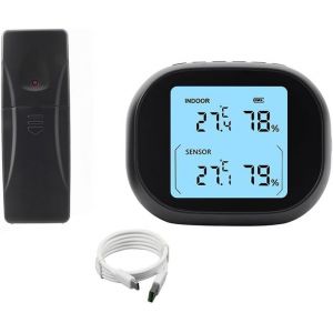SUBZONAL-Thermom&egrave;tre et hygrom&egrave;tre sans fil rechargeable avec batterie USB-C de 2000 mAh, &eacute;cran r&eacute;tro&eacute;clair&eacute; r&eacute;glable &agrave; 3 niveaux, capteurs &agrave; distance 433 MHz pour int&eacute;rieur (&agrave;) - Neuf