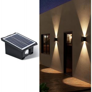 Applique Murale Solaire Pour Extérieur,Lampe Solaire Led Pour Extérieur,Applique Murale Led Up And Down Leuchten 2 Modes Ip65 Étanche Sans Fil Pour Jardin,Escalier,Balcon,Terrasse,Chemin - Neuf