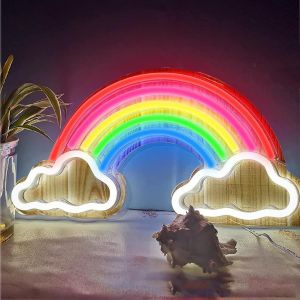 Lampe Arc En Ciel - Neon Led Mural Aliment&eacute; Par C&acirc;ble Usb Veilleuse Enfant Lampe Ambiance, Enseigne Lumineuse Cadeau Personnalis&eacute; Pour Decoration Chambre - Neuf