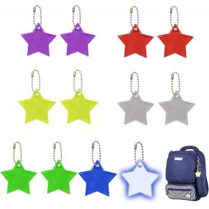 Acdsgd-Lot De 12 Pendentifs De S&eacute;curit&eacute; R&eacute;fl&eacute;chissants, R&eacute;flecteurs D'&eacute;toile, Porte-Cl&eacute;s De Nuit, En Pvc, Pour Sac &Agrave; Dos, Football, Papillon, Porte-Cl&eacute;s R&eacute;fl&eacute;chissant Pour Cartable - Neuf