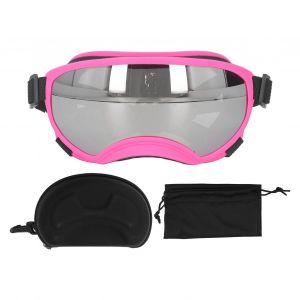 Lunettes De Soleil Pour Chien, Protection Uv, Pc, Coupe-Vent, Confortables, Ventilees, Pour Animaux De Compagnie, Monture Rose, Verres Argentes - Neuf