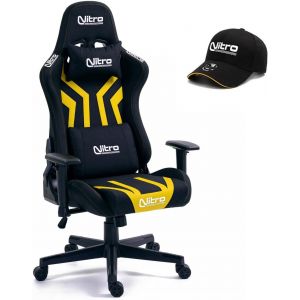 Lbgwp60-Nitro Cha De Jeu Ergonomique, Cha De Bureau En Tissu Et Simili Cuir, Cha De Jeu Inclinable Avec Coussin Lombaire, Appuie-Tête, Accoudoirs, Chapeau Inclus, Cha De Bureau Flyco Pro - Neuf