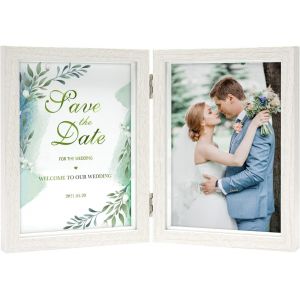 Cmwx-13x18 Cm Cadre Photo Double Cadre Photo Blanc Pliable En Bois, Idéal Pour Un Mariage, Un Anniversaire, La Fête Des Mères, Une Amie, Une Famille, Une Maman, Une Grand-Mère Ou Une Femme - Neuf