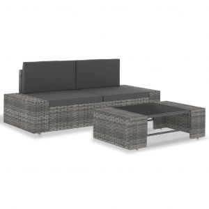 Prolenta Premium - Salon De Jardin 3 Pcs R&eacute;sine Tress&eacute;e Gris - Neuf