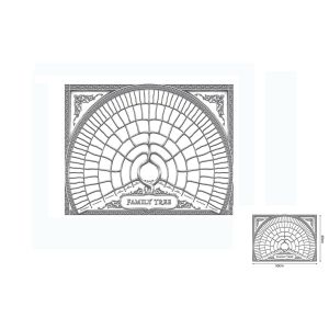 Arbre g&eacute;n&eacute;alogique &agrave; compl&eacute;ter - 6 g&eacute;n&eacute;rations - Toile - 50 x 40 cm - Neuf